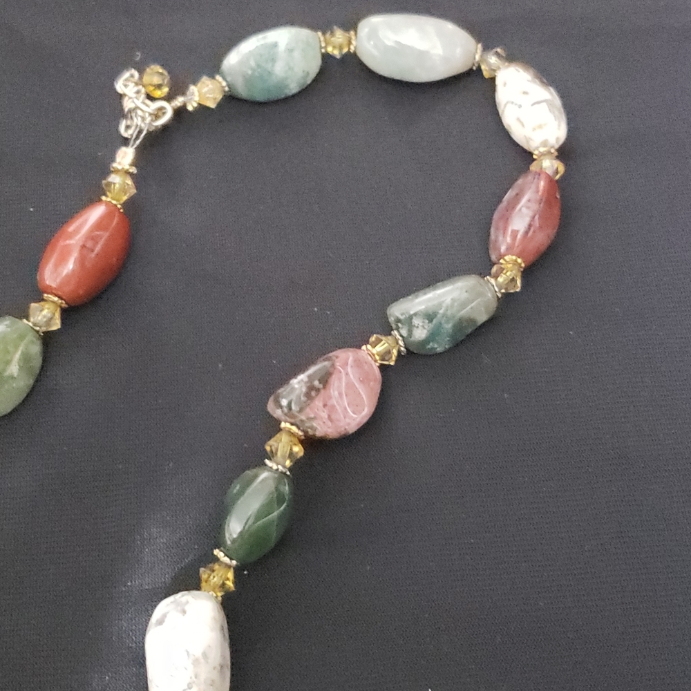 Natural Multi-Colored Stone Beaded Necklace - Picture 10 of 13
